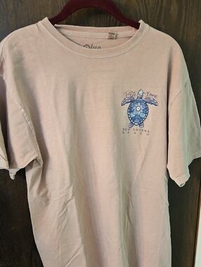Blue 84 Beige Short Sleeve Tee with Blue Turtle Graphic
